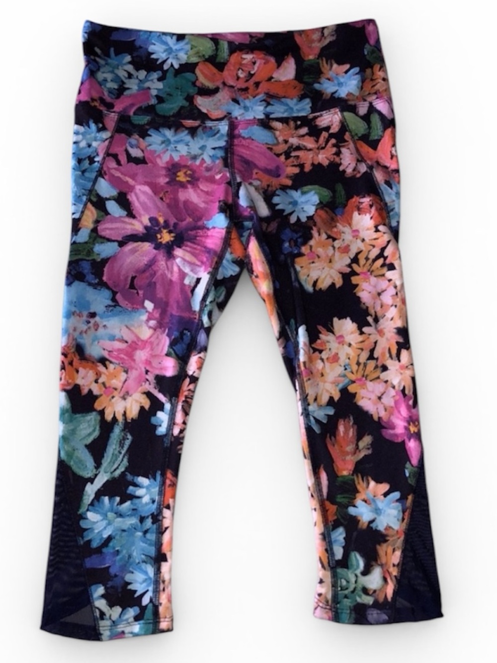 Capezio Floral Print Workout Capri Leggings Pants Women’s Sz XS EUC